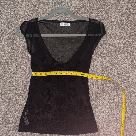 Bershka lace burnout felt floral sleeveless top Black - XS/S - Picture 7 of 8